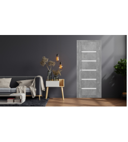 Дверь межкомнатная ST8 Бетон светлый,стекло матовое  2000х900х35мм