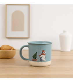 Кружка 400 мл керамическая новогодняя «Мишка» ручная работа