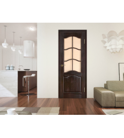 Дверь МОДЕЛЬ №7  остекленная с рамкой (темный лак) 2000х900х40мм