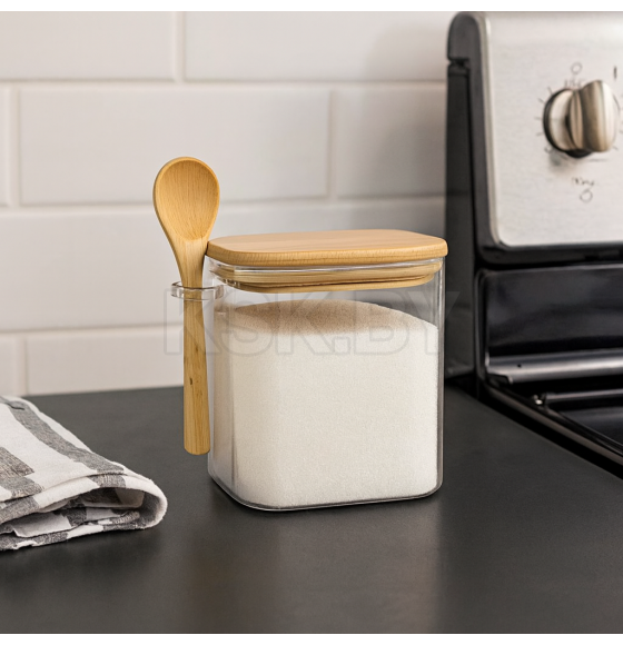 Банка 1200мл для хранения с ложкой стеклянная AX7055-1 (AX7055-1) 