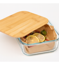 Контейнер стеклянный для хранения с бамбуковой крышкой ATAG092-016D