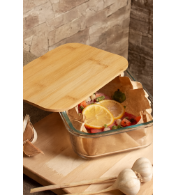 Контейнер стеклянный для хранения с бамбуковой крышкой ATAG092-016D