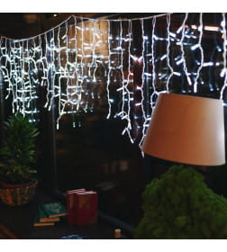 Бахрома светодиодная с эффектом мерцания, 3м. Соединяемая. 200 светодиодов. Белый свет Провод белый WHITE IP67 Uniel