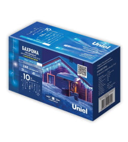 Бахрома светодиодная с эффектом мерцания, 10м соединяемая, 248 дидов Синий и белый свет ULD-B10006-248/TTK BLUE-WHITE IP44 Uniel