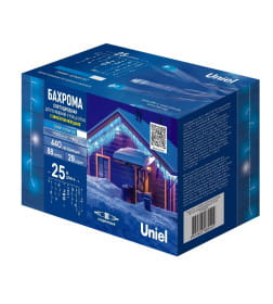 Бахрома светодиодная с эффектом мерцания, 25м. соединяемая 440 диодов Синий и белый свет ULD-B25006-440/TTK BLUE-WHITE IP44 Uniel