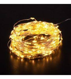Гирлянда бытовая электрическая нить (роса) / теплый белый (10М IP20) 400-009