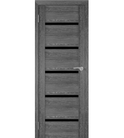 Дверь межкомнатная Амати М01, 400х2000, Экошпон, Дуб шале-графит, мателюкс черное