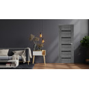 Дверь межкомнатная Амати М01, 400х2000, Экошпон, Дуб шале-графит, мателюкс черное