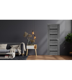 Дверь межкомнатная Амати М01, 400х2000, Экошпон, Дуб шале-графит, мателюкс черное