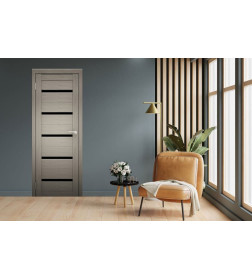 Дверь межкомнатная Амати М01, 700х2000, Экошпон, Дымчатый дуб, мателюкс черное