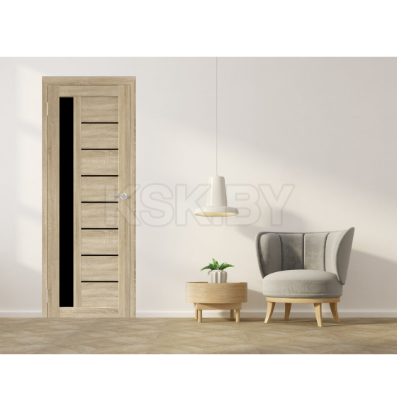 Дверь межкомнатная Бона 04, 700х2000, Экошпон,  Дуб сонома, мателюкс черное