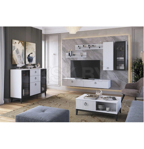 Комод "Шарлиз" с 2 стеклянными дверками (белое сияние/белый снег) МЛК 630-0431-05 (630-0431-05) 