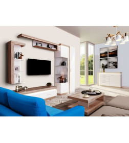 Шкаф-пенал Люмен 06 (белый снег/дуб сакраменто) Ижмебель 2001106-458