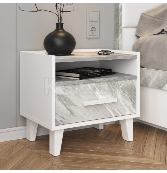 Тумба прикроватная Айрис 41 (Белый/Статуарио) Глазовская мебельная фабрика 00184229_227 (00184229_227) 