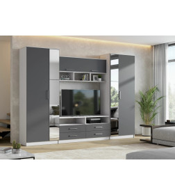 Гостиная Палермо-7 (анкор белый/графит) Астрид-мебель ЦРК.ПЛР.07