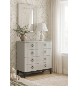 Комод "Шарлиз" 4 ящика (белое сияние/белый снег) МЛК 639-0824-05