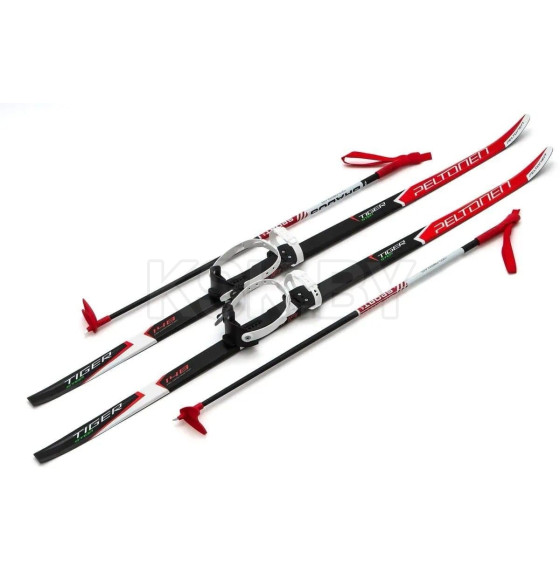 Лыжи Комплект STC 148 STEP Tiger red/black c универс. креплением "Цикл" с палками 100 см, 36965 (36965) 