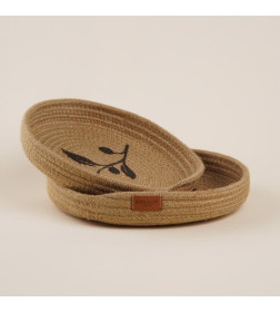 Набор корзин для хранения ручного плетения "Олива" (2 шт 25х25х3 см и 30х30х4 см)