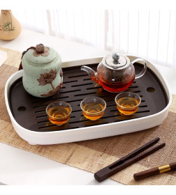 Чабань для чайной церемонии 27×18.5×4 см, на ножках, пластик, коричневый ДЖЕКИЧАЙ