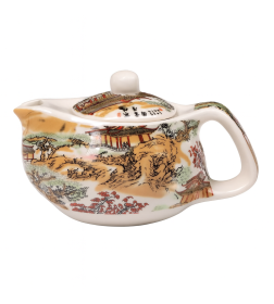 Чайник заварочный с металл ситом "Пейзаж" 200 мл, 15х9,5х9 см керамика, оранжевый