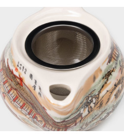 Чайник заварочный с металл ситом "Пейзаж" 200 мл, 15х9,5х9 см керамика, оранжевый