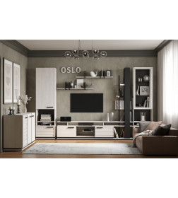 Шкаф МЦН Oslo 1 Бетон Пайн светлый/Черный Глазовская мебельная фабрика 00134204_181