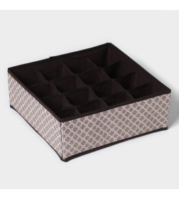 Органайзер для хранения белья «Браун» 16 ячеек, 32×32×12 см, коричневый Доляна