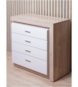 Комод Люмен (13) 4 ящика (Белый снег/Дуб Сакраменто)