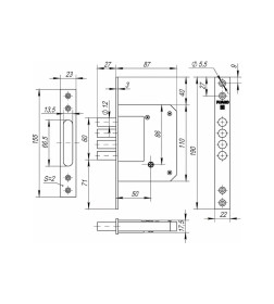 Замок врезной Fuaro крестообразный X200-4MF/PB латунь