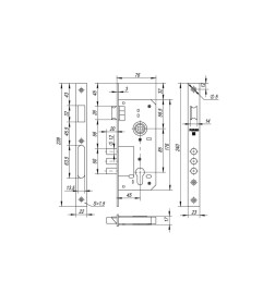 Замок врезной с защелкой Fuaro DD900/C-45.85.3MR CP хром