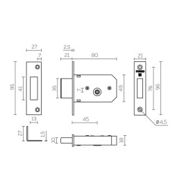 Замок врезной Fuaro крестообразный X200 F CP хром