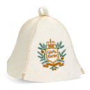Шапка для бани вышивка "Царь Бани", белая 10939023 (10939023) 