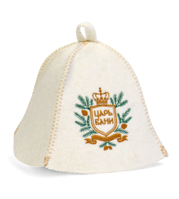 Шапка для бани вышивка "Царь Бани", белая 10939023