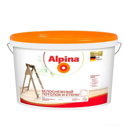 Краска в/д внутр. Alpina Белоснежный потолок и стены, белая, 2,5л / 3,75кг