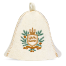 Шапка для бани вышивка "Царь Бани", белая 10939023 (10939023) 
