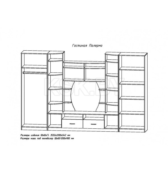 Гостиная Палермо-1 (венге/анкор белый) (ЦРК.ПЛР.01 в/б) 
