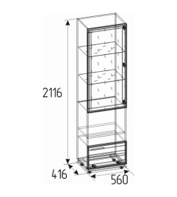 Шкаф для посуды Nature 13 (дуб табачный крафт/черный) Глазовская мебельная фабрика