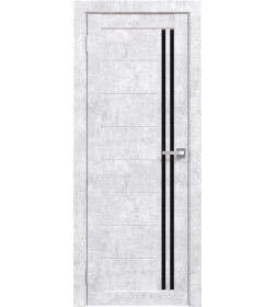 Дверное полотно Амати 26 700х2000, Экошпон,Бетон снежный,стекло черное