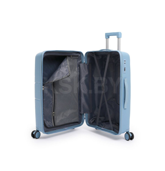 Чемодан на колёсах Maleta PP53 Серо-голубой,S (малый),55х38х21(+5) см, 40 л.Полипропилен, 4 колеса (Pride PP53 Серо-голубой S) 