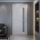 Дверное полотно Амати 26 800х2000, Экошпон,Бетон снежный,стекло черное