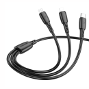 Кабель USB BOROFONE BX71 3 в 1 USB - Type-C + Lightning + MicroUSB, 2А, 1 м, черный (84543) 