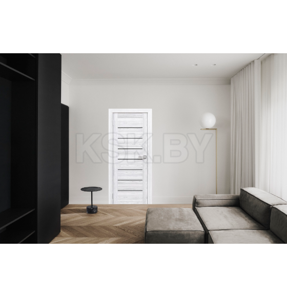 Дверь межкомнатная Амати М01, 700х2000, Экошпон,Сканди классик,стекло черное