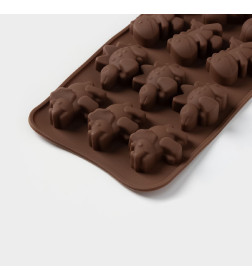 Форма для конд. украшений 12 ячеек 21х11х2 см (4х2,5х2 см) "Дино", цвет коричневый