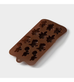 Форма для конд. украшений 12 ячеек 21х11х2 см (4х2,5х2 см) "Дино", цвет коричневый