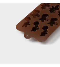 Форма для конд. украшений 12 ячеек 21х11х2 см (4х2,5х2 см) "Дино", цвет коричневый
