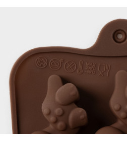 Форма для конд. украшений 12 ячеек 21х11х2 см (4х2,5х2 см) "Дино", цвет коричневый