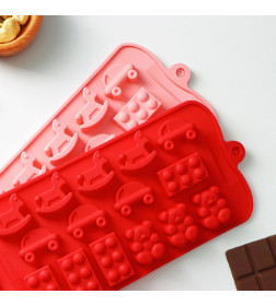 Форма для конд. украшений 15 ячеек 21х11х1,5 см (3,5х2 см) "Детские игрушки", цвет МИКС