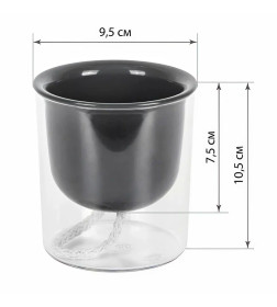 Кашпо "Греви" 0,28л М3131 с фитильным поливом, графит