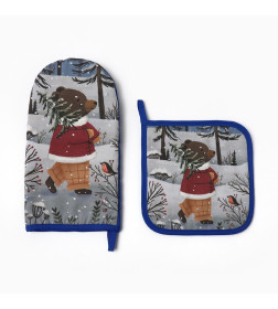 Набор кух. Forest bear варежка 15х28см, прихватка 19х19см,100%хл Этель