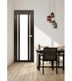 Дверь межкомнатная Амати 11, 600х2000, Экошпон,Венге,стекло матовое